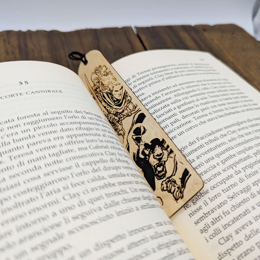 Segnalibro in legno inspirato a Drizzt e Guenhwyvar – Adatto ai fan dei libri di Dungeons and Dragons e Forgotten Realms