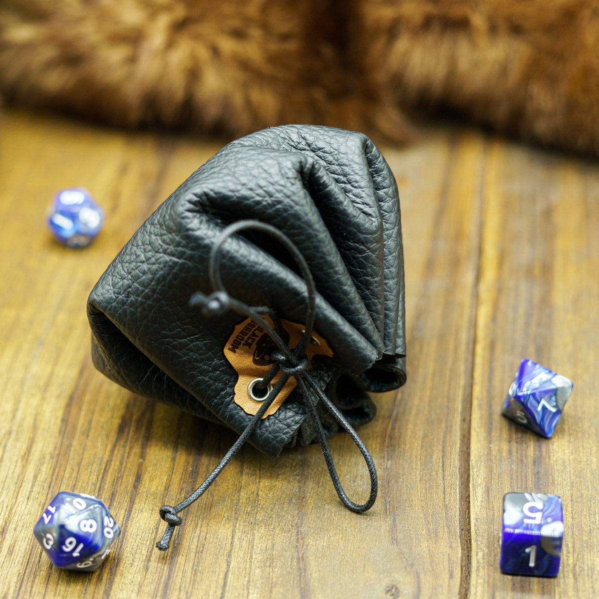 Borsa Porta Dadi e Lancia Dadi in Pelle con Emblema di Gatto Mistico - Vera Pelle Italiana adatto a Giochi di Ruolo, da Tavolo o Wargame