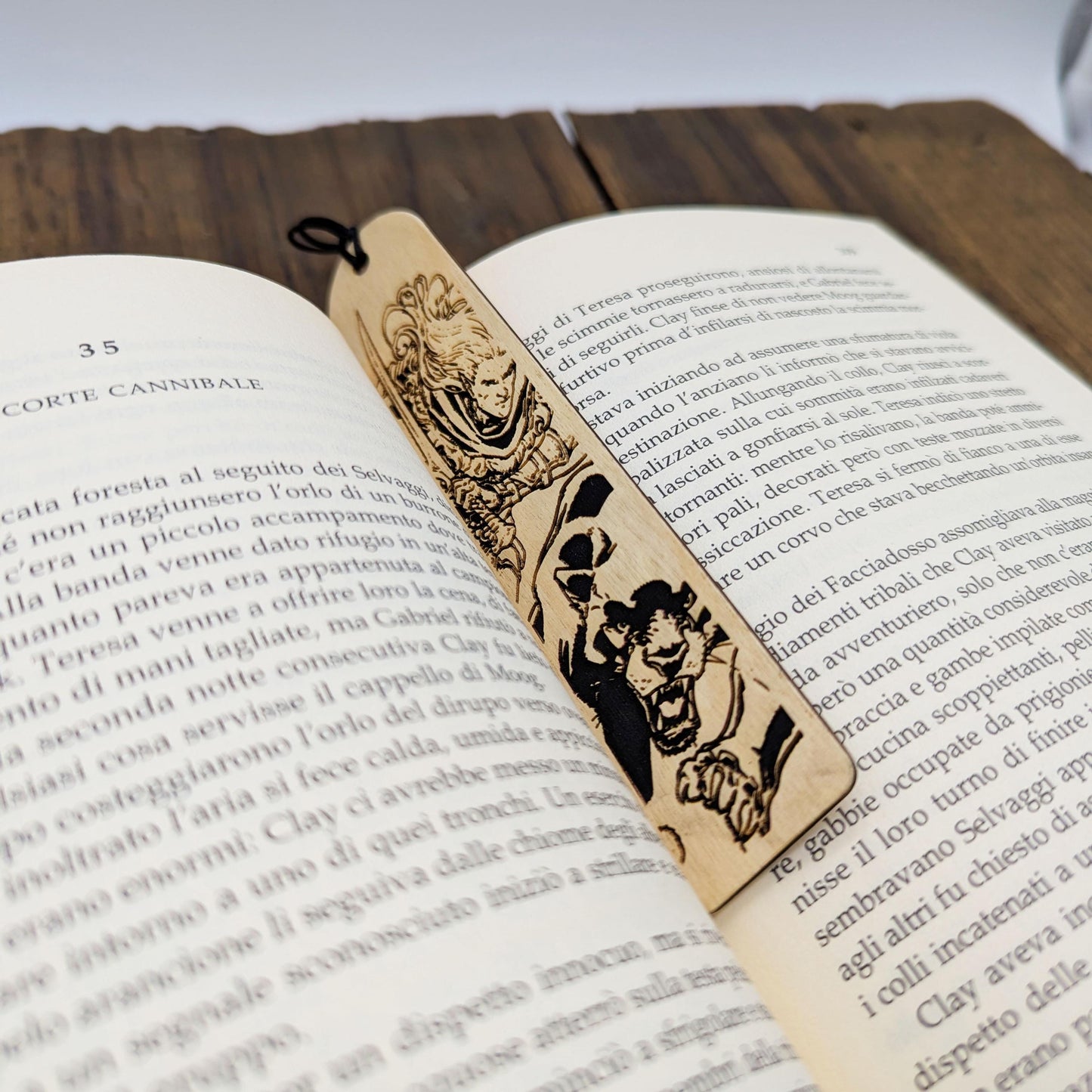 Segnalibro in legno inspirato a Drizzt e Guenhwyvar – Adatto ai fan dei libri di Dungeons and Dragons e Forgotten Realms