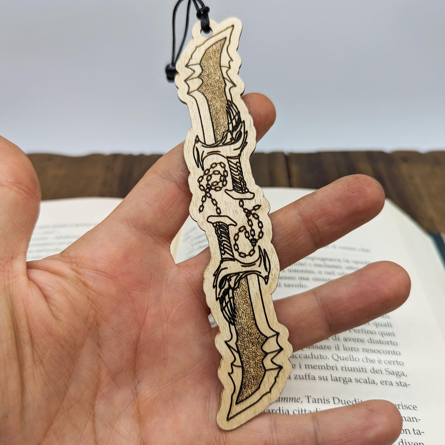 Segnalibro in legno Lame del Caos di Kratos, God of War