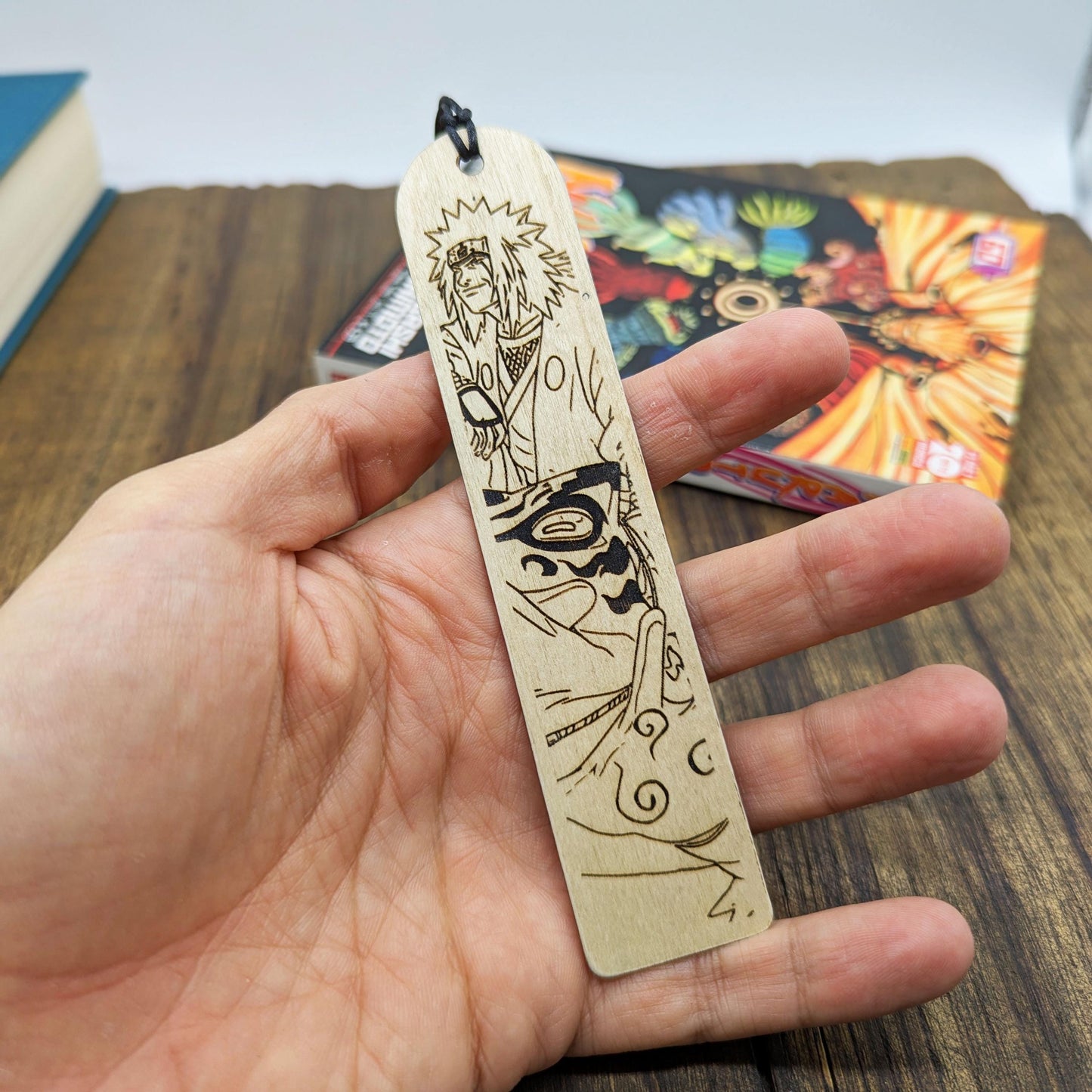 Segnalibro in legno ispirato a Jiraiya e Gamabunta dal manga Naruto
