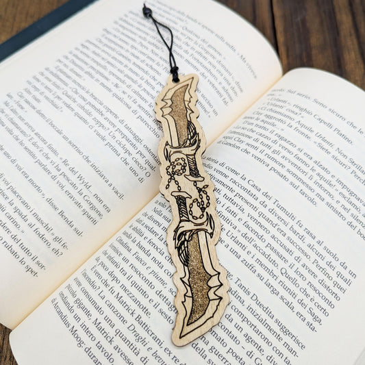 Segnalibro in legno Lame del Caos di Kratos, God of War