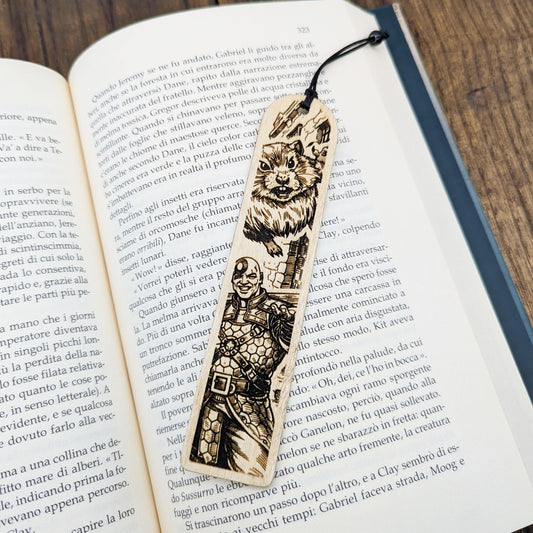 Segnalibro in legno Minsc e Boo da Baldur’s Gate RPG fantasy