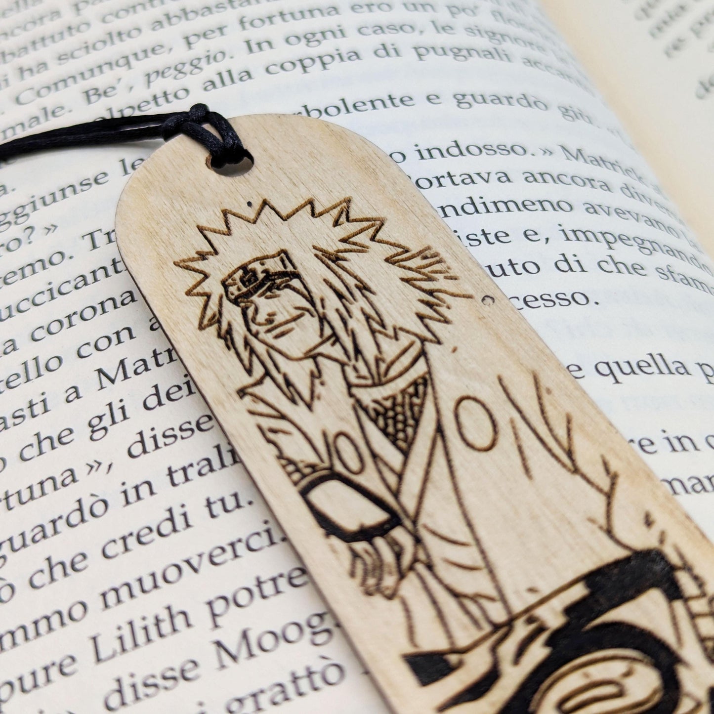 Segnalibro in legno ispirato a Jiraiya e Gamabunta dal manga Naruto