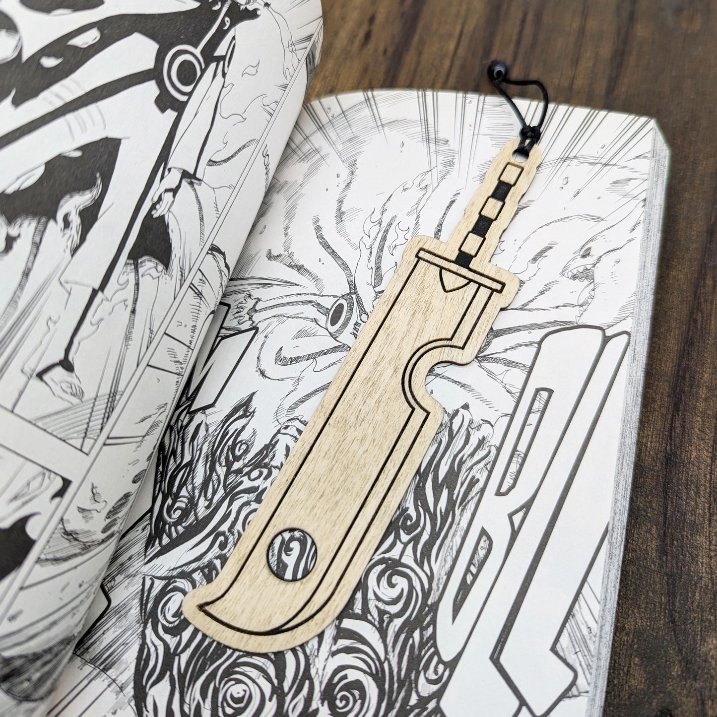 Segnalibro in legno ispirato alla spada Tagliateste del ninja Zabusa dall'Anime Manga Naruto