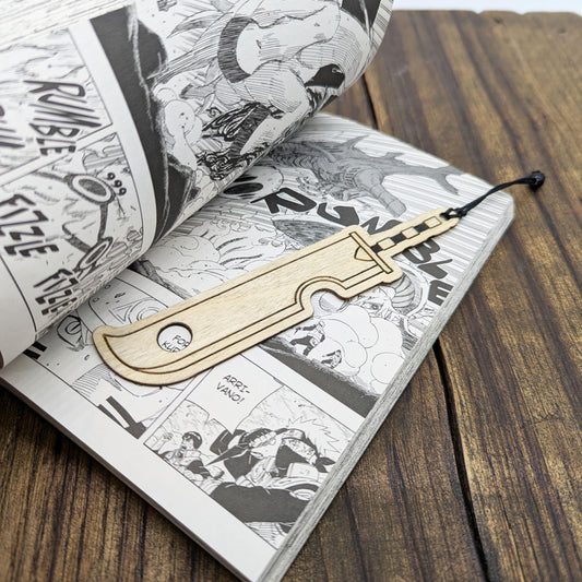 Segnalibro in legno ispirato alla spada Tagliateste del ninja Zabusa dall'Anime Manga Naruto