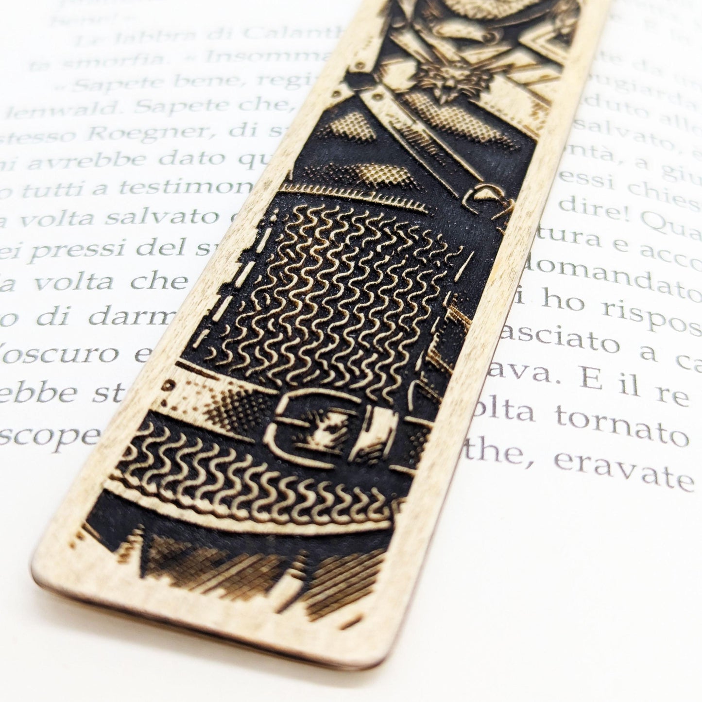 Segnalibro in legno Geralt di Rivia, design inciso ispirato a The Witcher