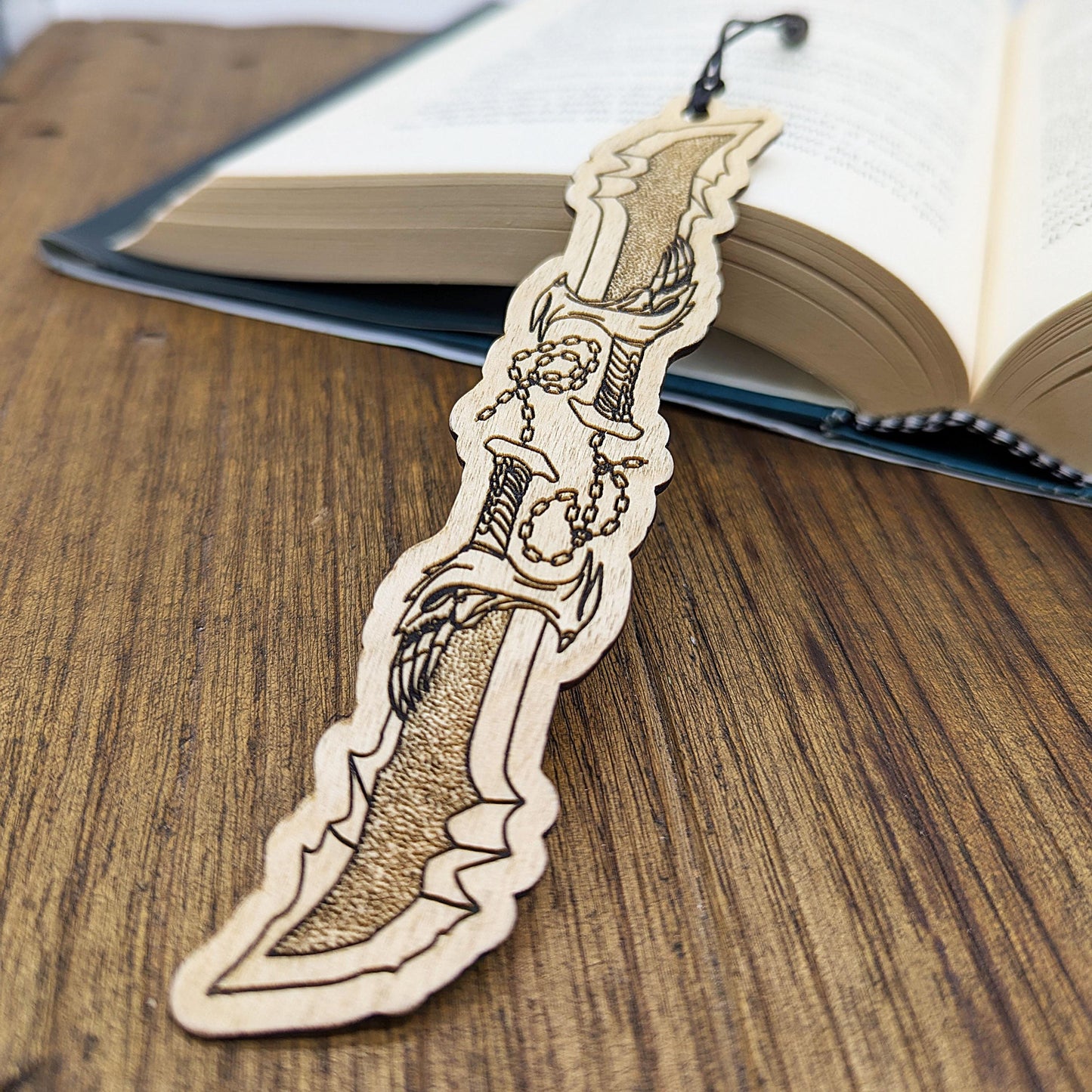 Segnalibro in legno Lame del Caos di Kratos, God of War