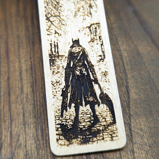 Segnalibro in legno ispirato a Bloodborne con cacciatore gotico a Yharnam regalo gamer