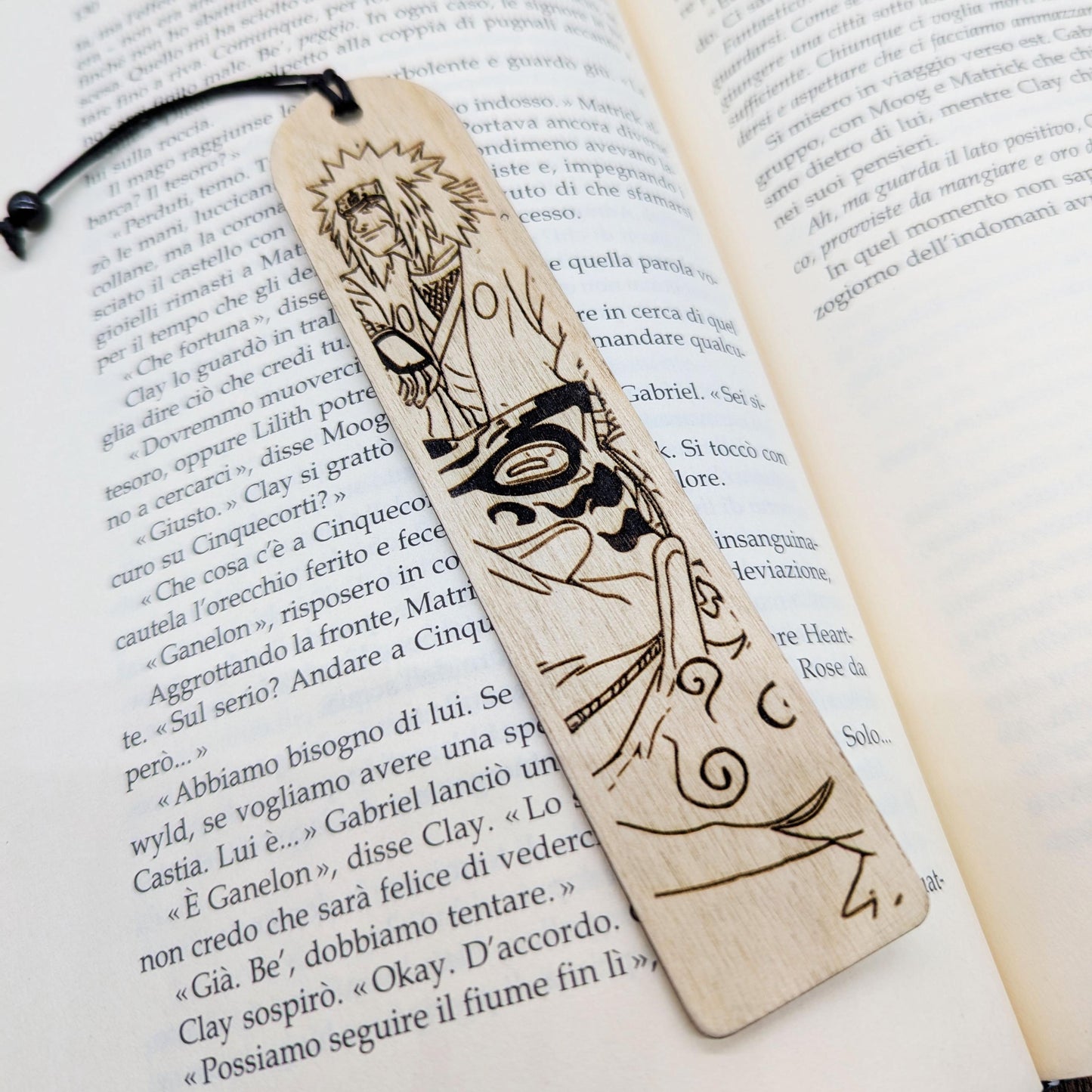 Segnalibro in legno ispirato a Jiraiya e Gamabunta dal manga Naruto