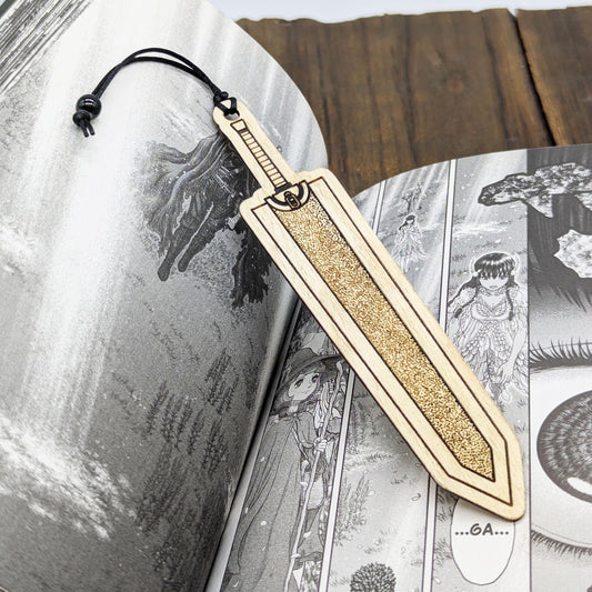 Segnalibro in legno ispirato alla Ammazza Draghi di Guts o Gatsu dal manga anime Berserk – Idea regalo dark fantasy per lettori e gamer