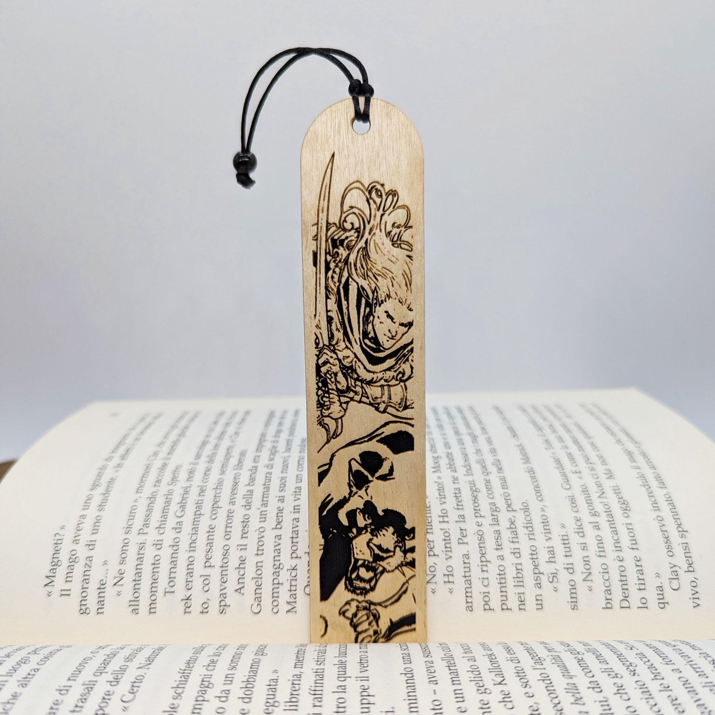 Segnalibro in legno inspirato a Drizzt e Guenhwyvar – Adatto ai fan dei libri di Dungeons and Dragons e Forgotten Realms