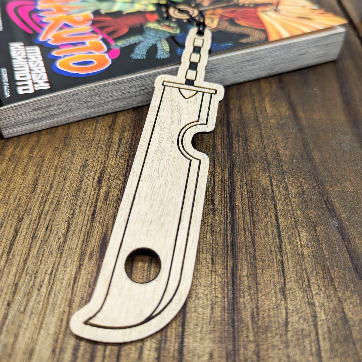 Segnalibro in legno ispirato alla spada Tagliateste del ninja Zabusa dall'Anime Manga Naruto