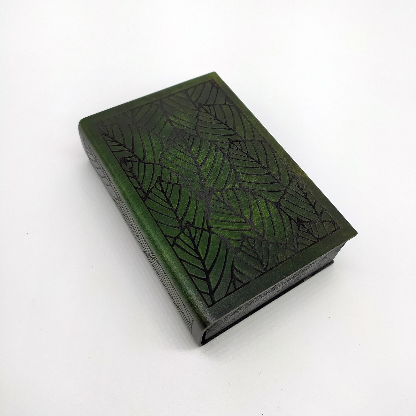 Cofanetto porta e lancia dadi in legno e pelle natura foglie elfico ranger druido - Wooden and leather dice box and tray leaves themed