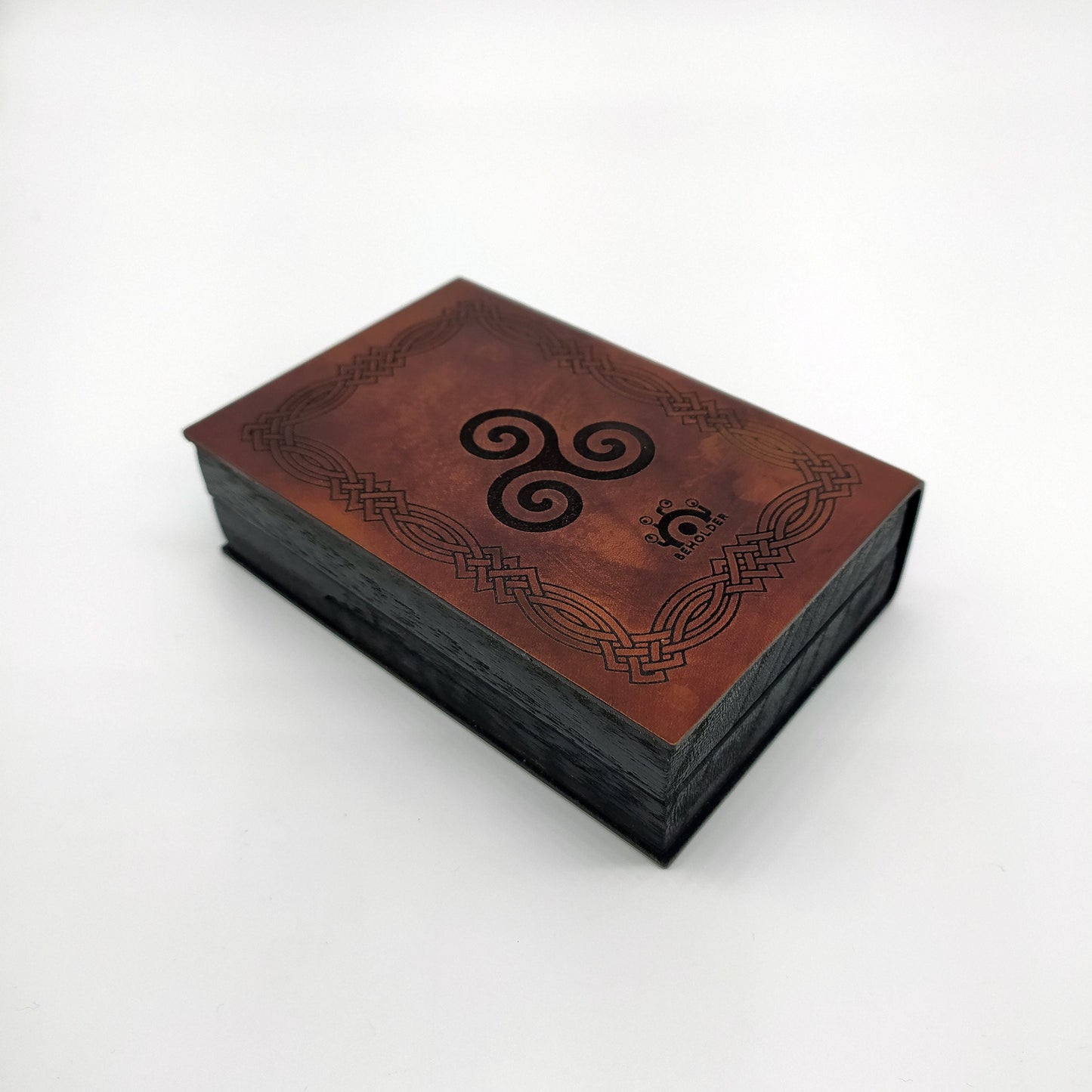 Cofanetto porta e lancia dadi in legno e pelle celtico albero vita Yggdrasil triskell - Wooden and leather dice box and tray celtic themed