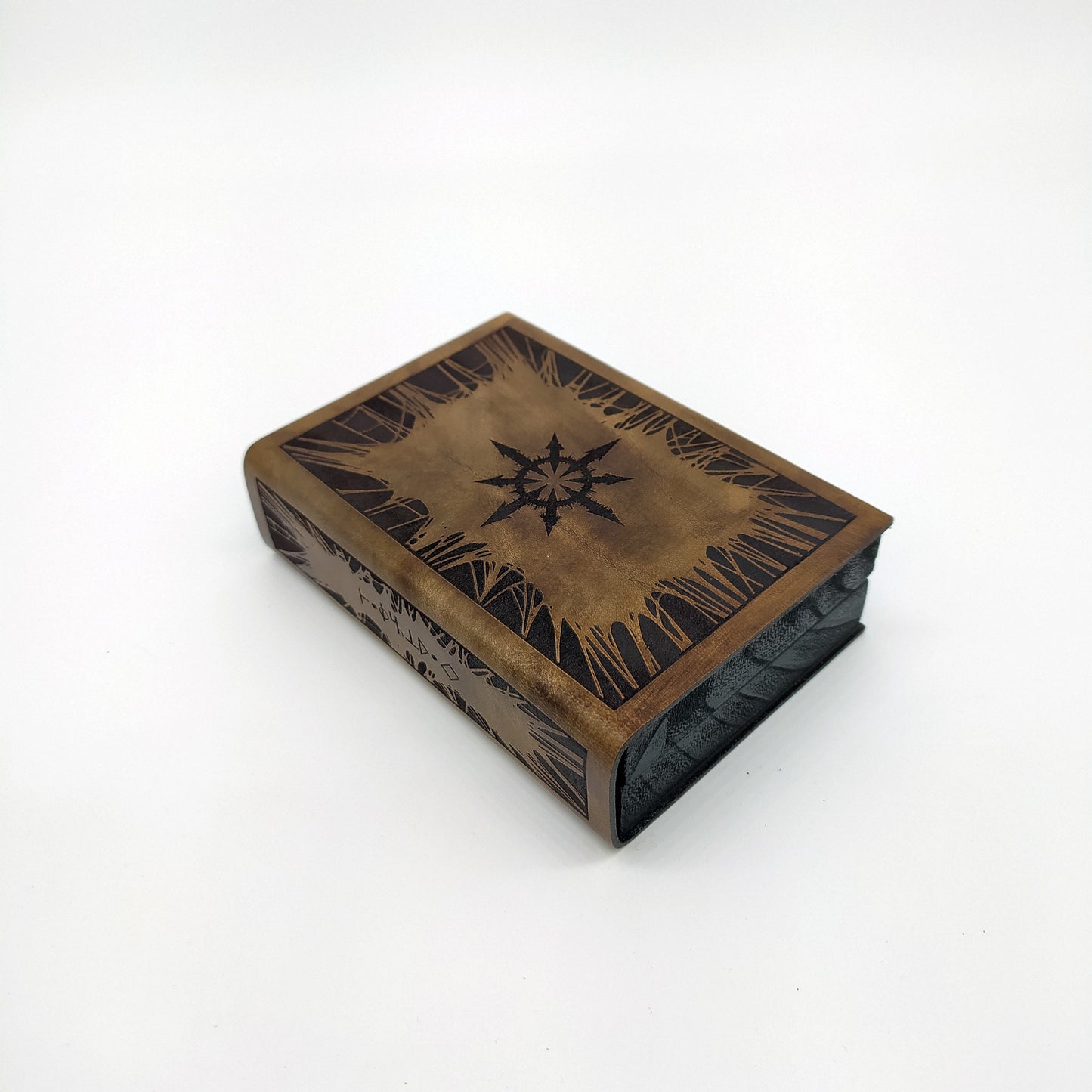Cofanetto porta e lancia dadi in legno e pelle chaos warhammer demoni stella - Wooden and leather dice box and tray warhammer chaos themed