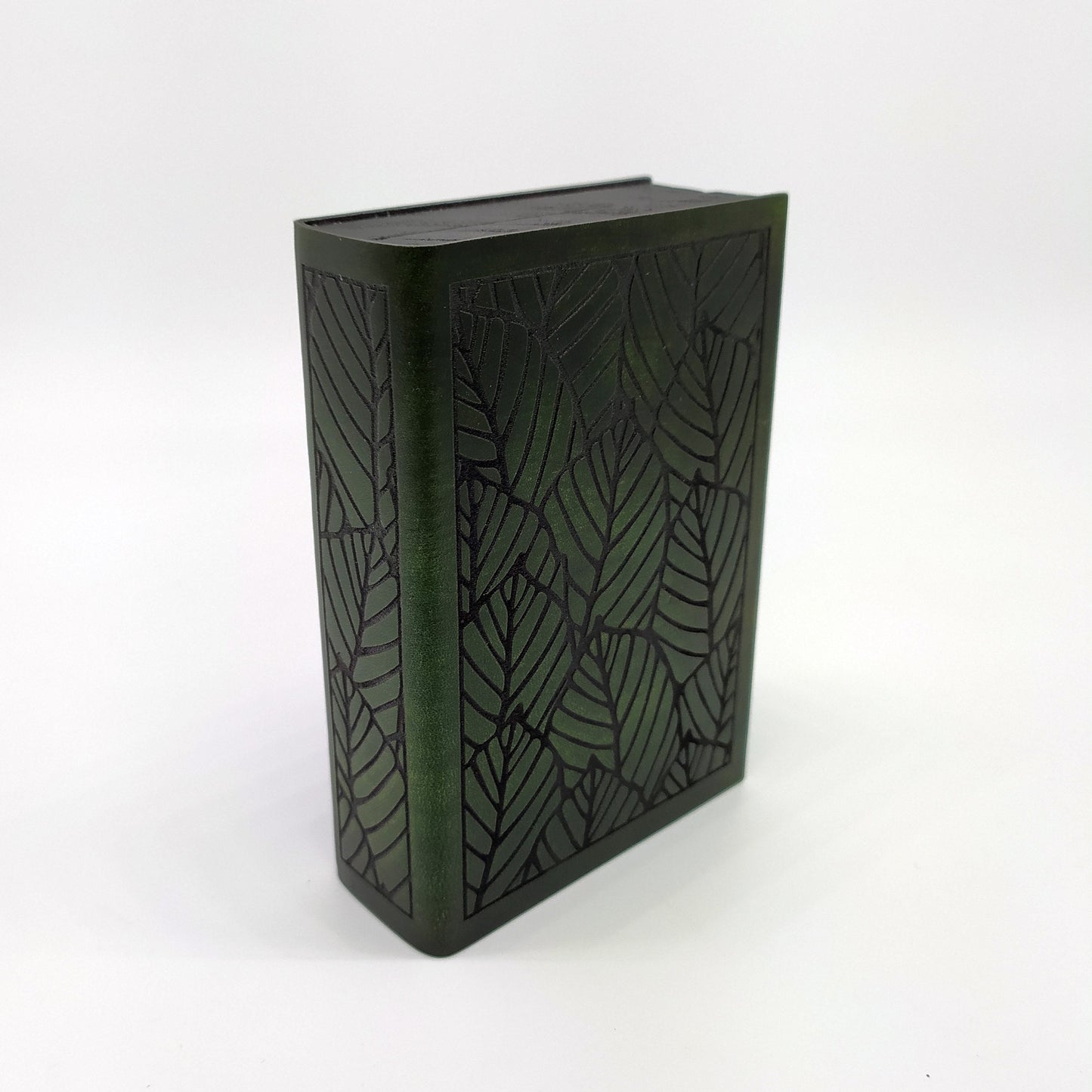 Cofanetto porta e lancia dadi in legno e pelle natura foglie elfico ranger druido - Wooden and leather dice box and tray leaves themed