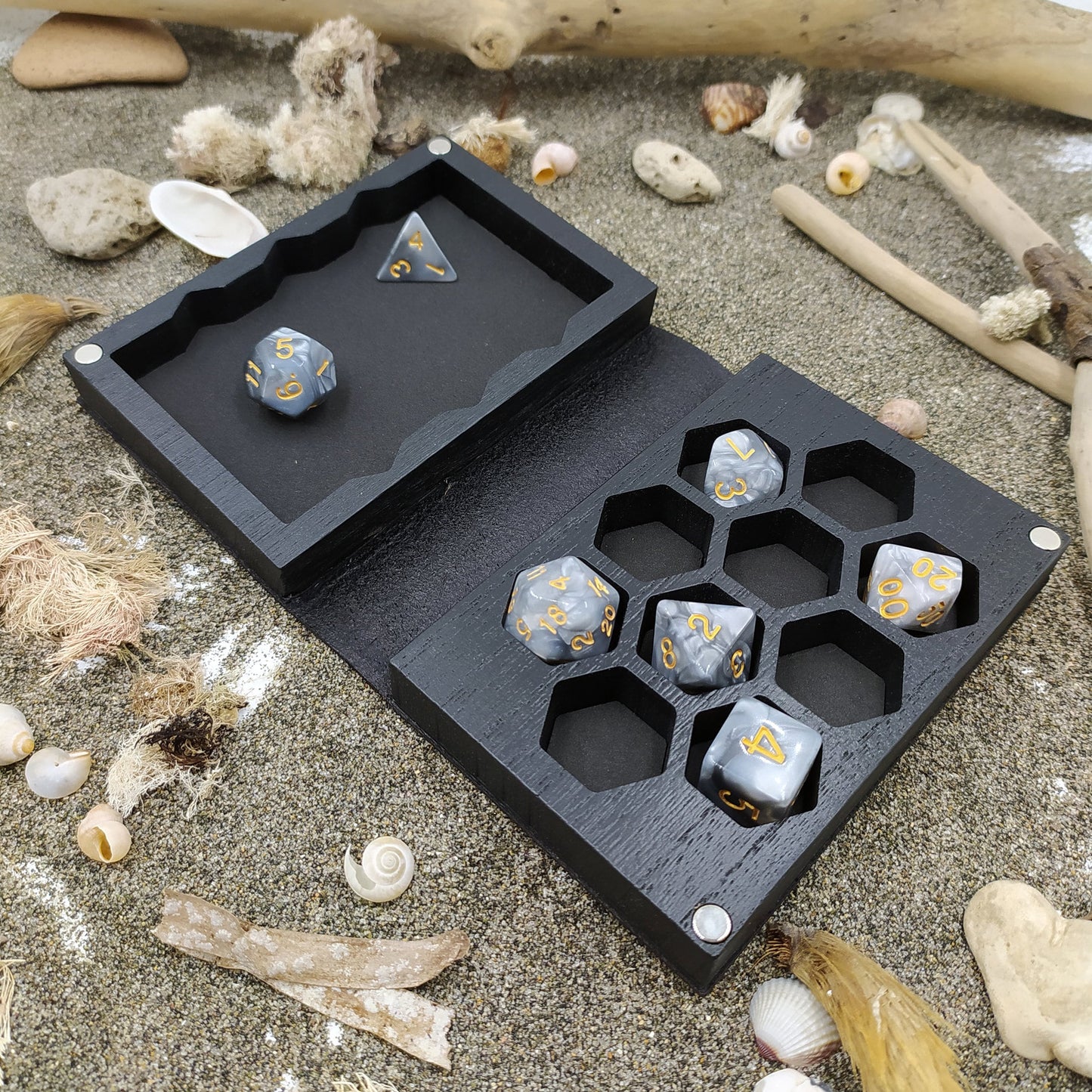 Cofanetto porta dadi, lancia dadi in legno e vera pelle a tema Cthulhu, Lovecraft, Richiamo di Cthulhu, Dungeons and Dragons, gioco di ruolo