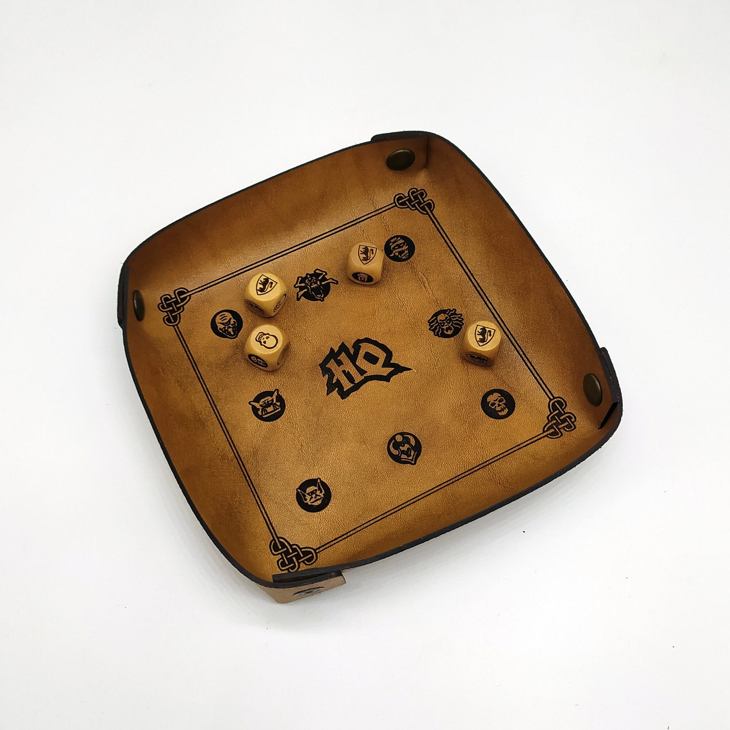 Vassoio dadi Heroquest in pelle, richiudibile, vuota tasche, lancia dadi, tira dadi, portatile