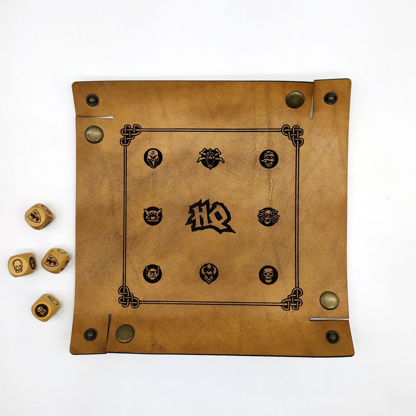 Vassoio dadi Heroquest in pelle, richiudibile, vuota tasche, lancia dadi, tira dadi, portatile