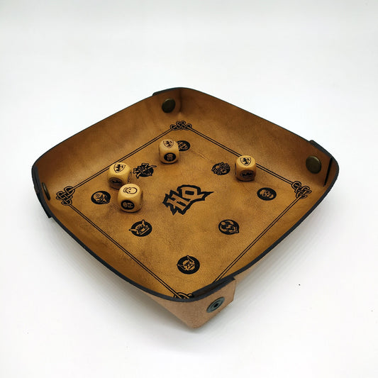 Vassoio dadi Heroquest in pelle, richiudibile, vuota tasche, lancia dadi, tira dadi, portatile