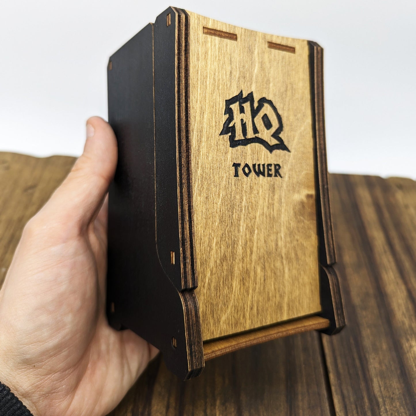 Heroquest torre lancia dadi in legno per dadi da combattimento e movimento, rivestita in vera pelle, richiudibile con chiusura magnetica