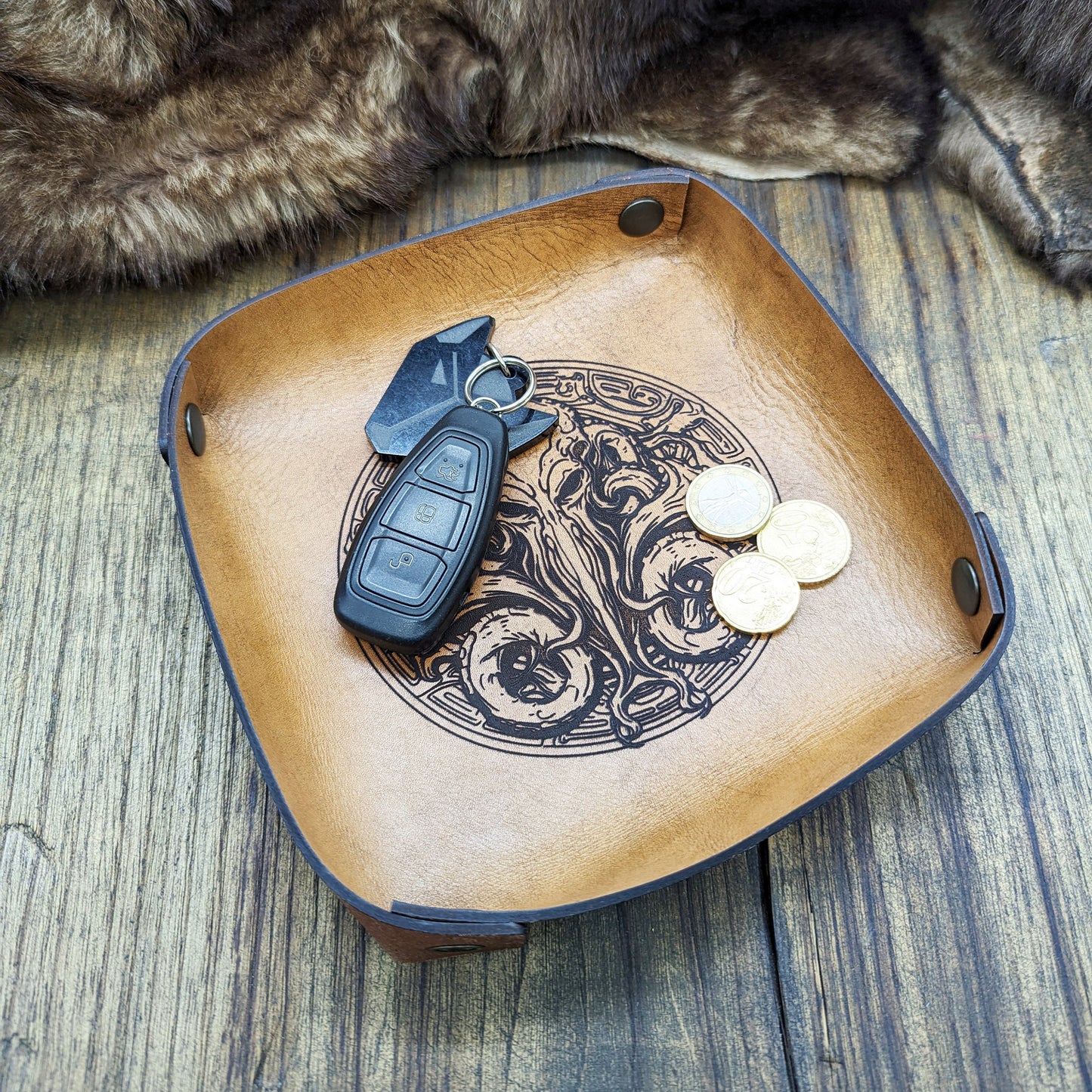 Cthulhu Lancia dadi in vera pelle portatile per giochi di ruolo e giochi da tavolo - Svuota tasche, idea regalo, Arkham Horror