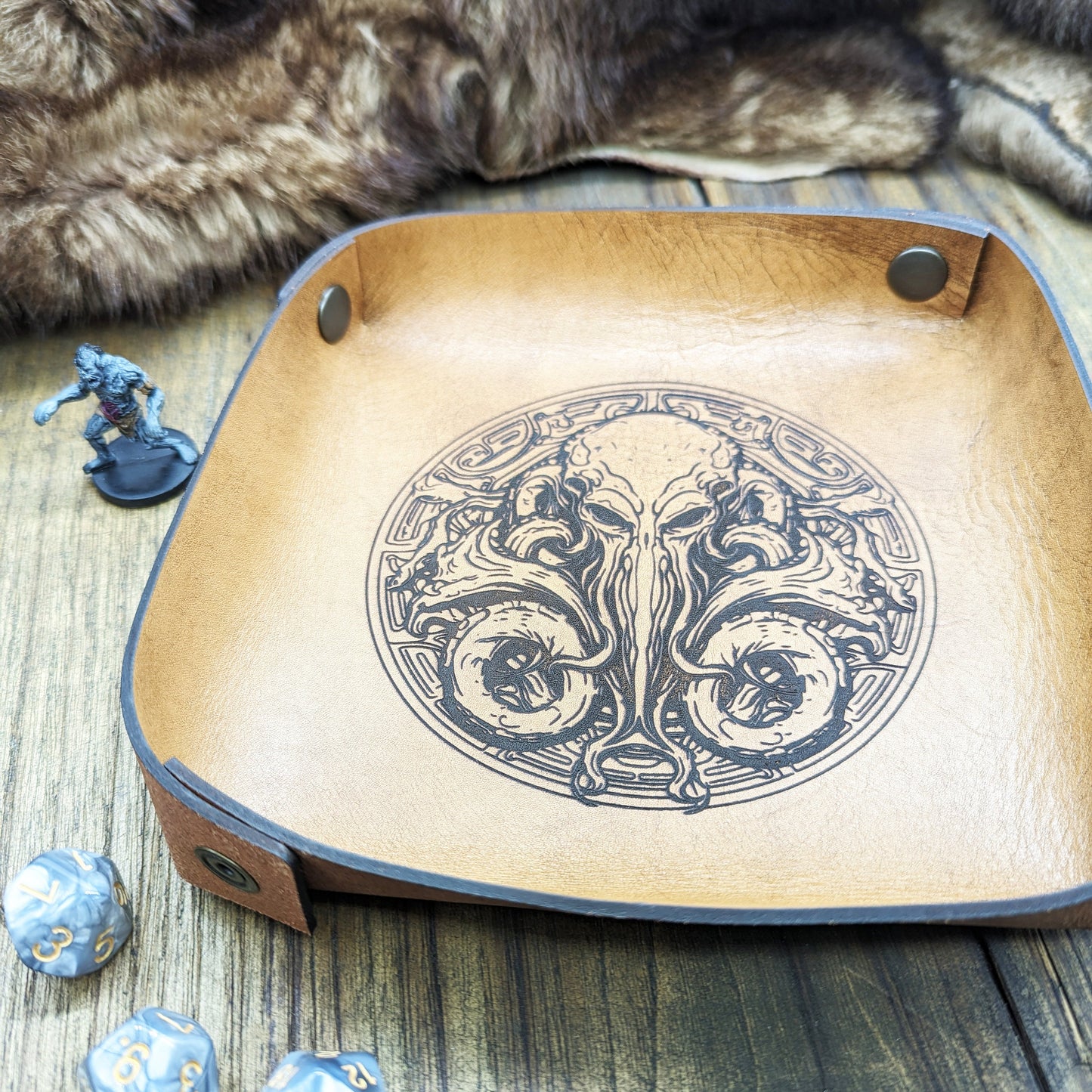 Cthulhu Lancia dadi in vera pelle portatile per giochi di ruolo e giochi da tavolo - Svuota tasche, idea regalo, Arkham Horror