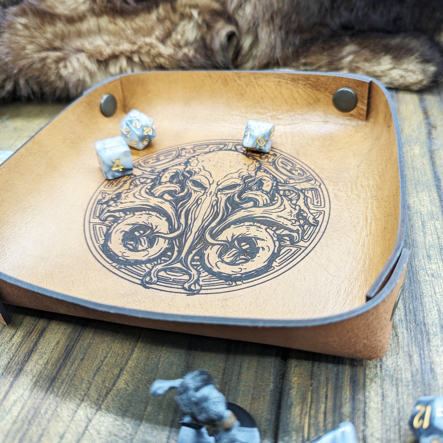 Cthulhu Lancia dadi in vera pelle portatile per giochi di ruolo e giochi da tavolo - Svuota tasche, idea regalo, Arkham Horror