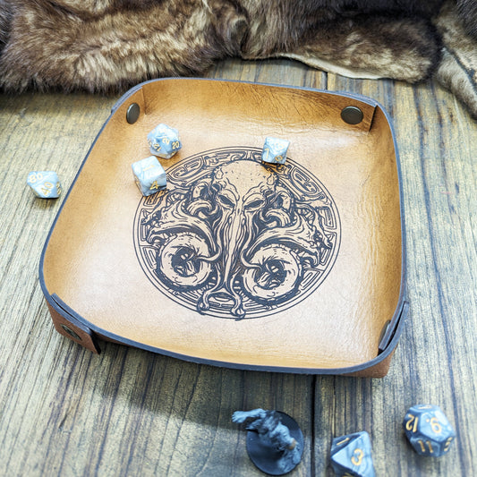 Cthulhu Lancia dadi in vera pelle portatile per giochi di ruolo e giochi da tavolo - Svuota tasche, idea regalo, Arkham Horror