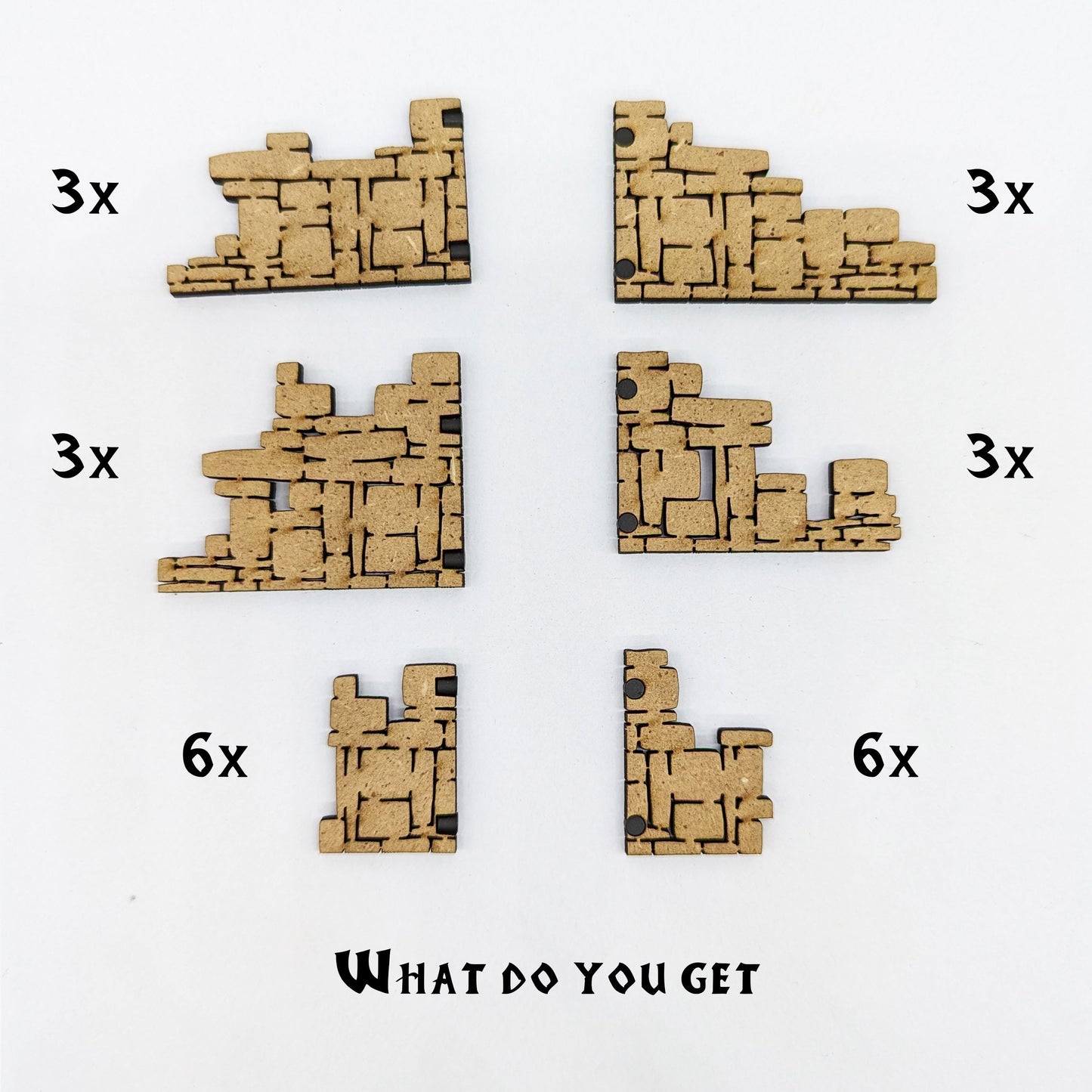 Kit 12 muri angolari magnetici per HeroQuest in MDF – Scenografia 3D per dungeon crawler e giochi di ruolo – Naturale o precolorato