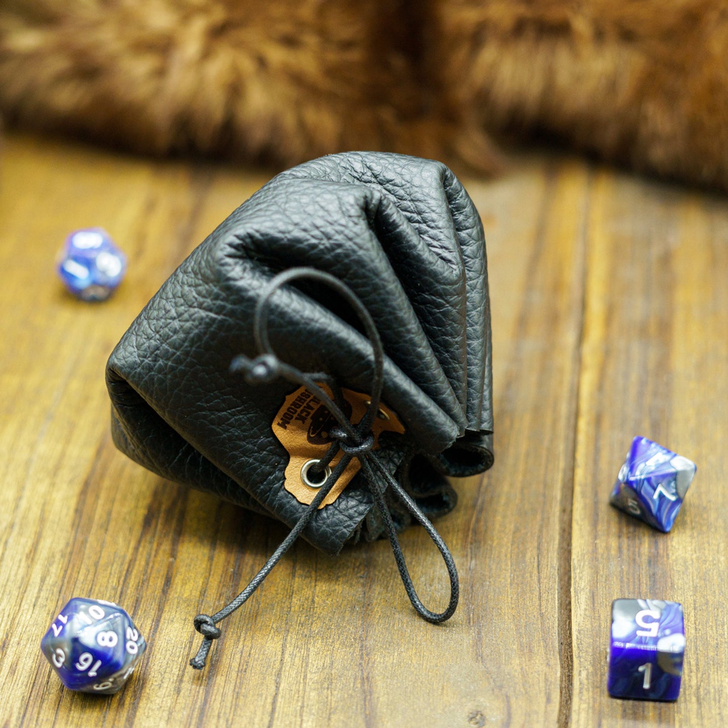 Borsa Porta Dadi e Lancia Dadi in Pelle con Emblema di Gatto Mistico - Vera Pelle Italiana adatto a Giochi di Ruolo, da Tavolo o Wargame