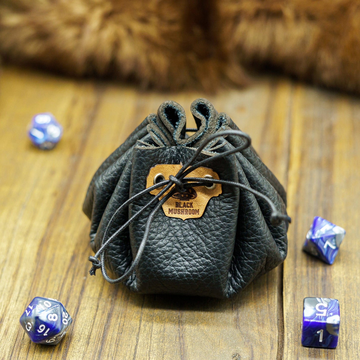 Borsa Porta Dadi e Lancia Dadi in Pelle con Emblema di Gatto Mistico - Vera Pelle Italiana adatto a Giochi di Ruolo, da Tavolo o Wargame