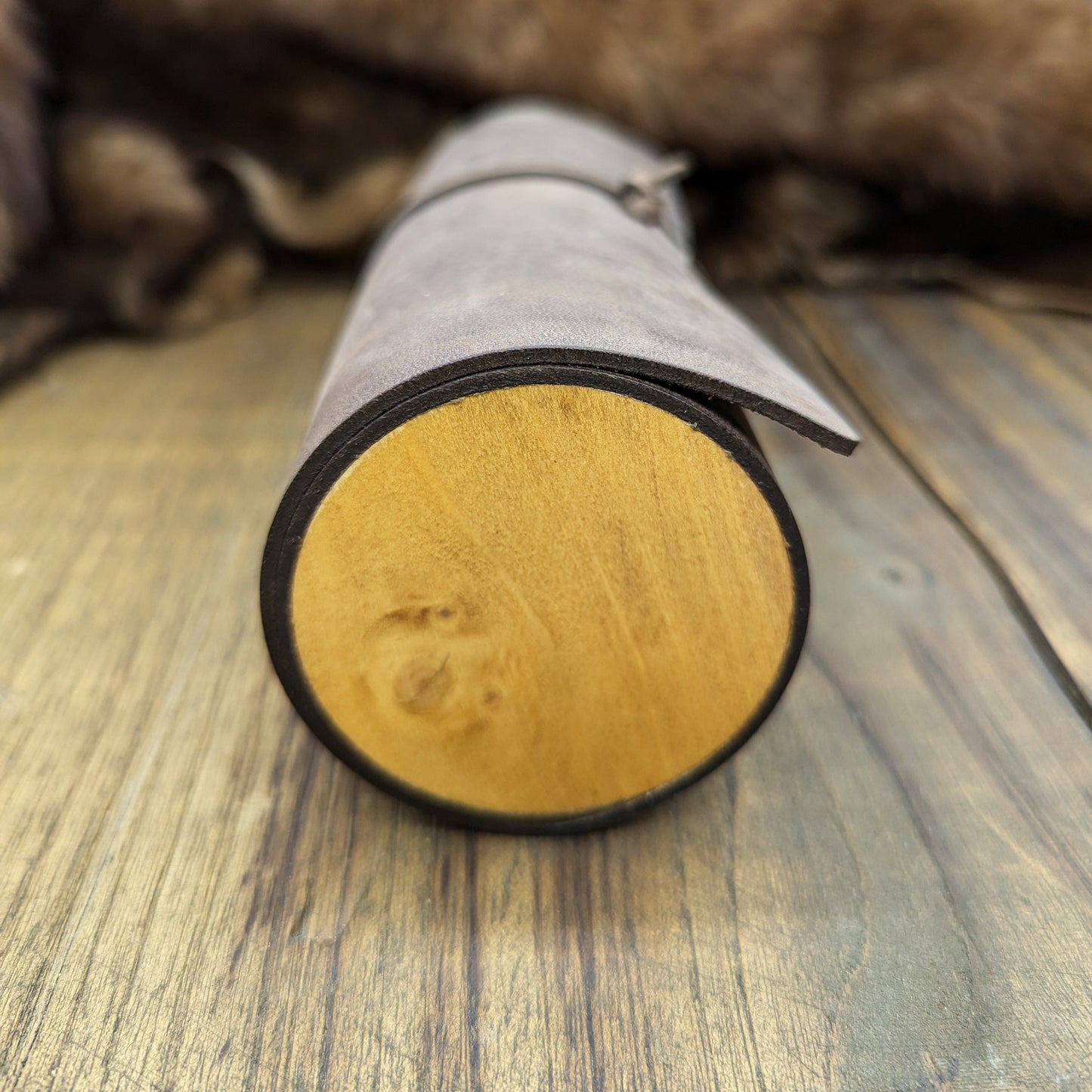 Pergamena porta dadi in legno e vera pelle per DnD e giochi di ruolo, Taglia XL