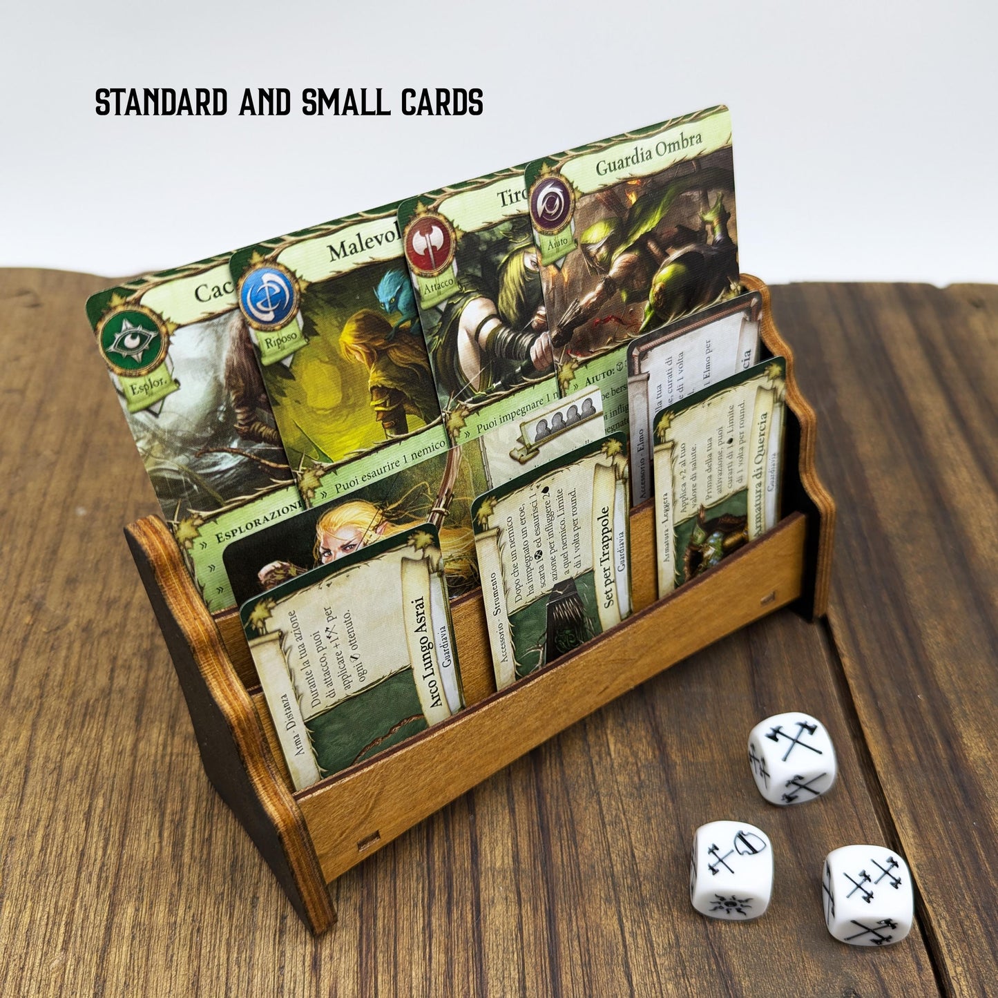 Porta carte in legno per giochi da tavolo, supporto per carte universale, Arkham Horror, Magic the Gathering, Dungeon Crawlers