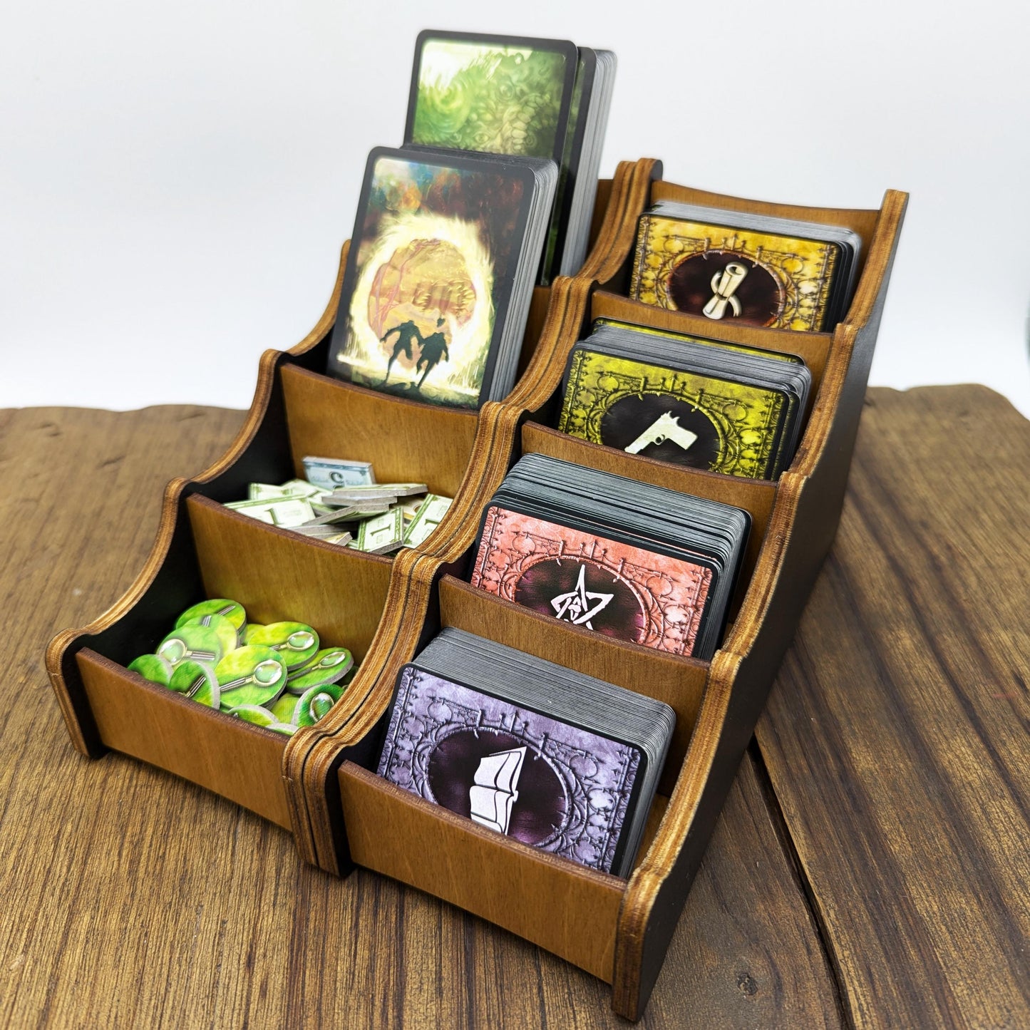 Porta Carte e Token in Legno Modulare e Magnetico per Giochi da Tavolo – Arkham Horror, Gloomhaven, Dungeon Crawlers