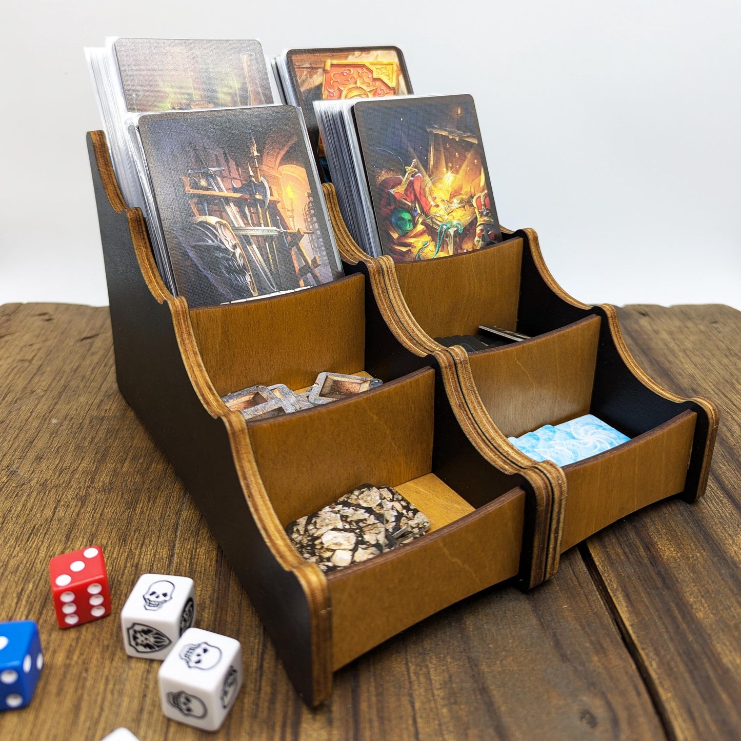 Porta carte, token, tiles in legno per giochi da tavolo, modulare magnetico, alta capacità, perfetto per Heroquest e Dungeon Crawlers