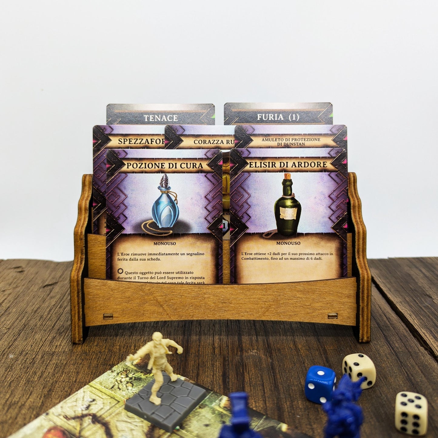 Porta carte in legno per giochi da tavolo, supporto per carte universale, Arkham Horror, Magic the Gathering, Dungeon Crawlers