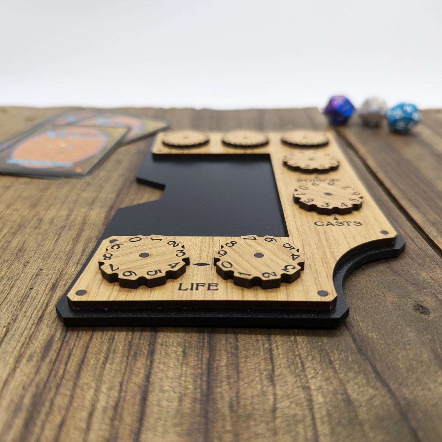 Command zone per Magic the Gathering - Plancia giocatore magnetica in legno per MTG Commander con tracker per vita, veleno, lanci e danni