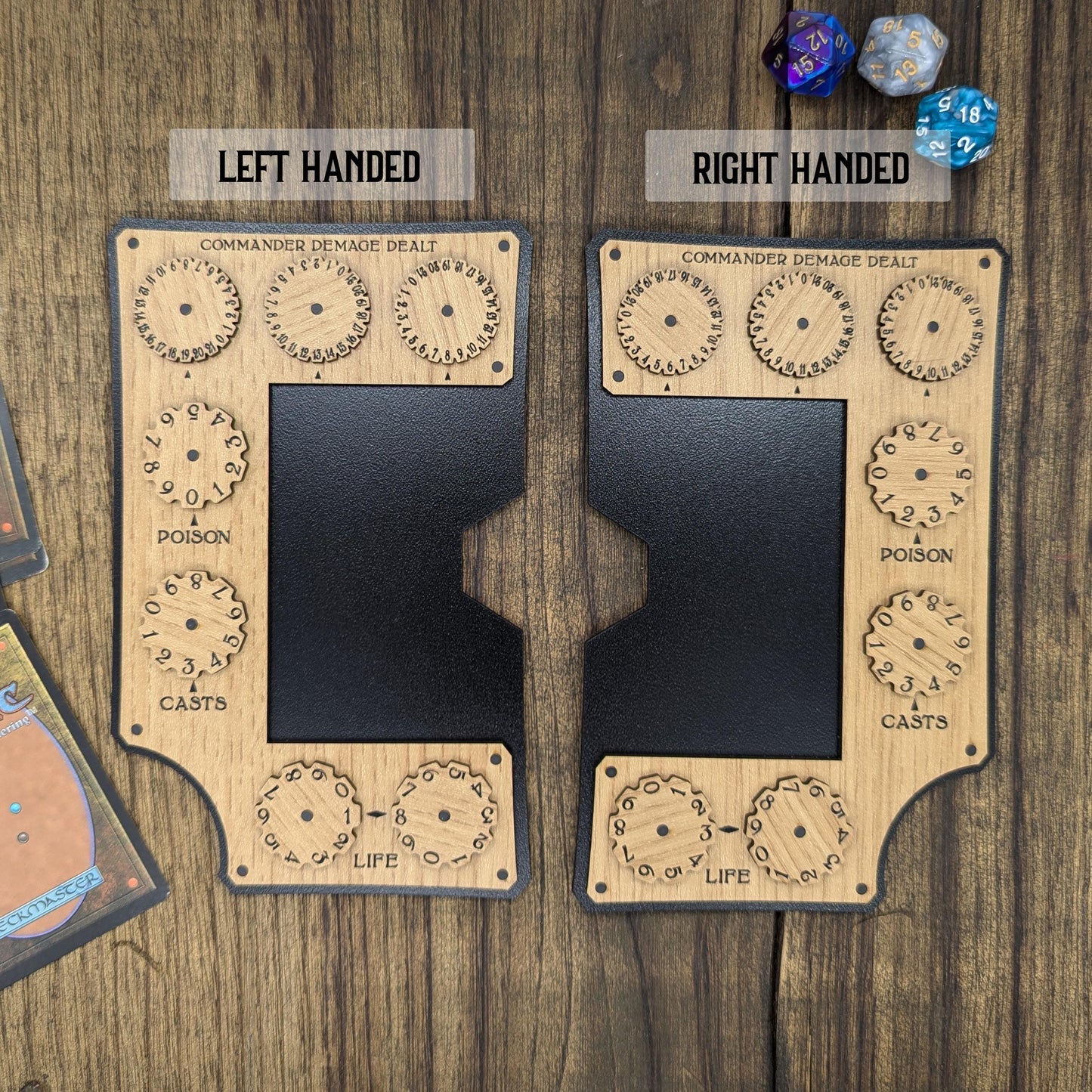 Command zone per Magic the Gathering - Plancia giocatore magnetica in legno per MTG Commander con tracker per vita, veleno, lanci e danni