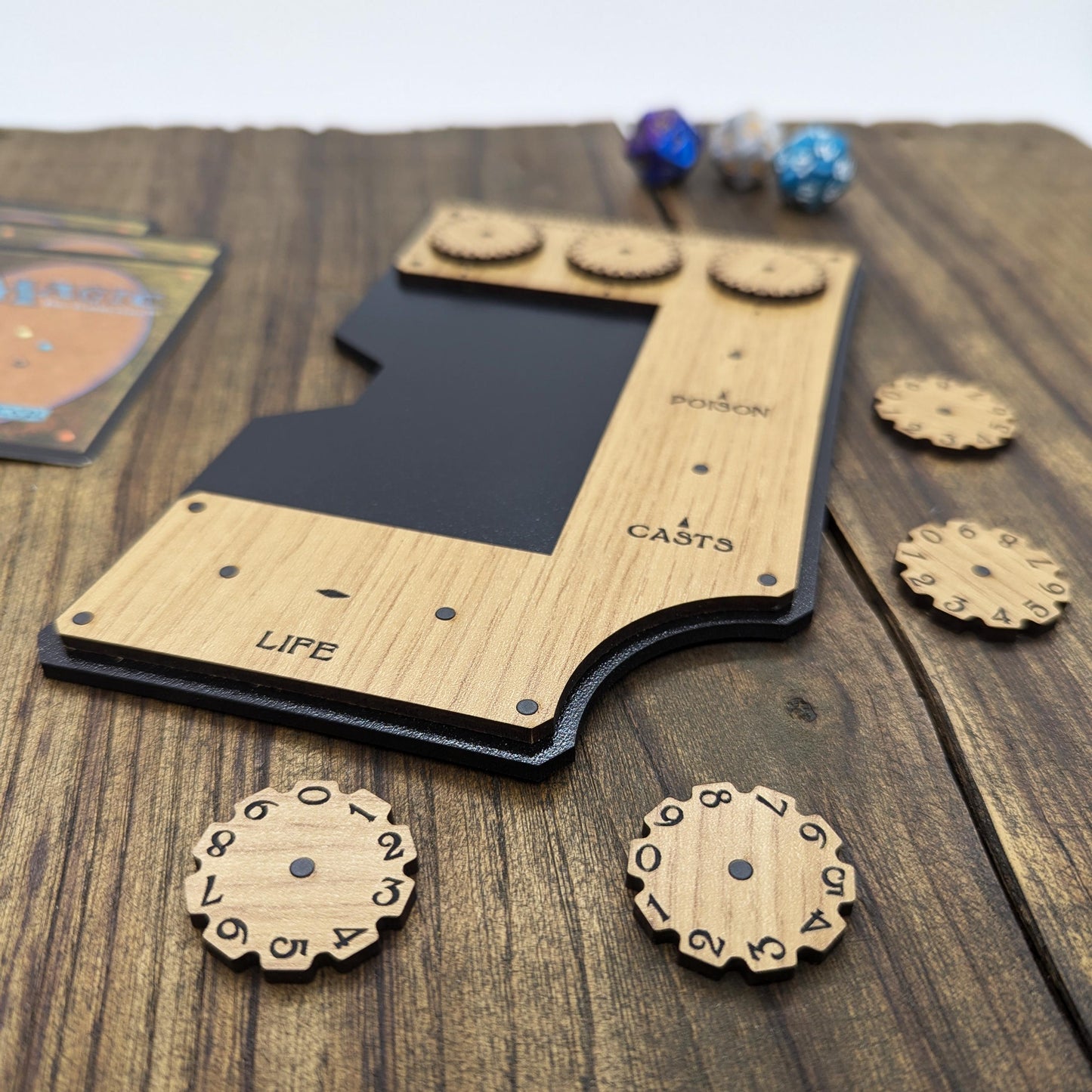 Command zone per Magic the Gathering - Plancia giocatore magnetica in legno per MTG Commander con tracker per vita, veleno, lanci e danni