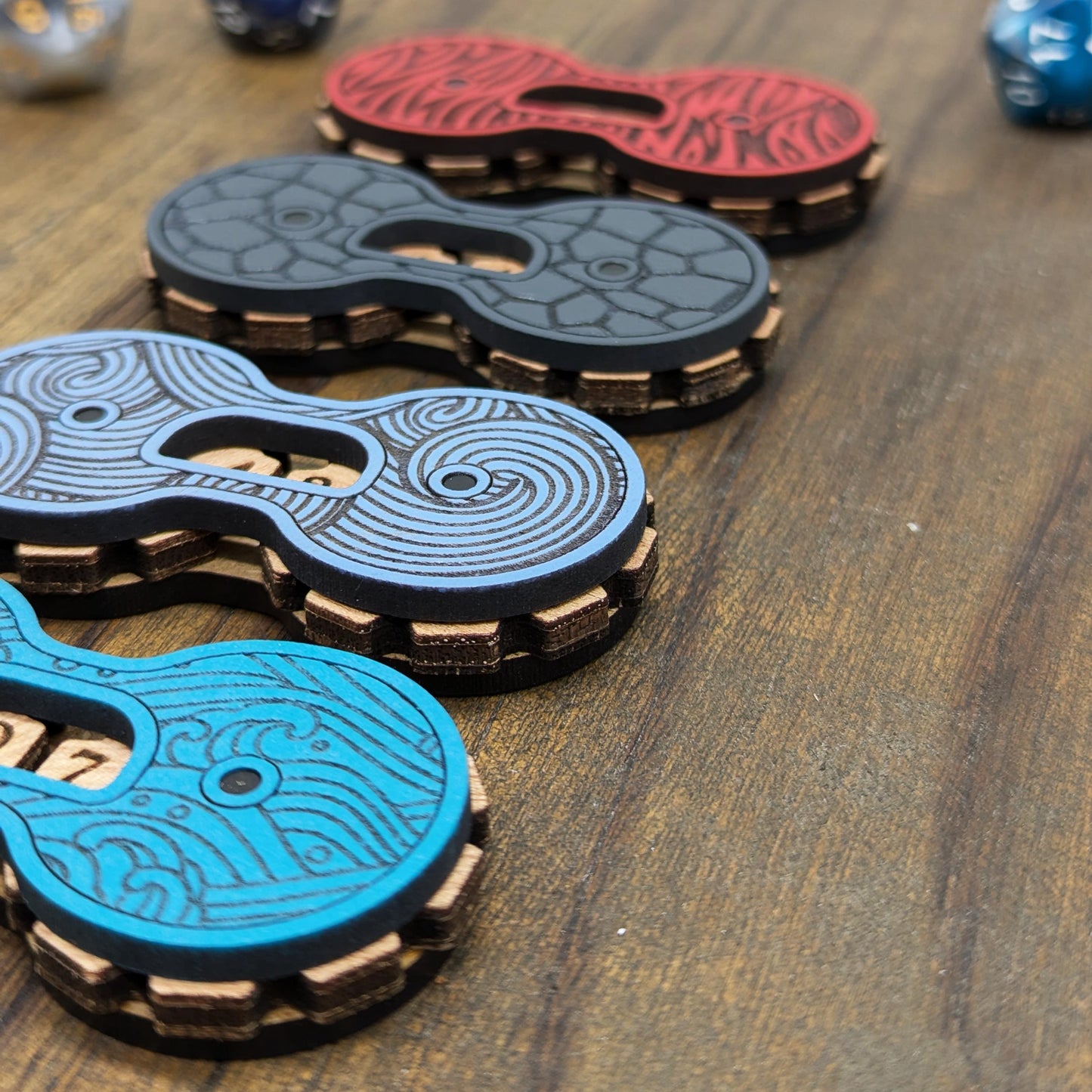Contatore punti vita ferita universale magnetico in legno - Collezione I Quattro Elementi - Giochi di ruolo, carte e giochi da tavola