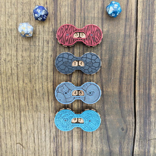 Contatore punti vita ferita universale magnetico in legno - Collezione I Quattro Elementi - Giochi di ruolo, carte e giochi da tavola