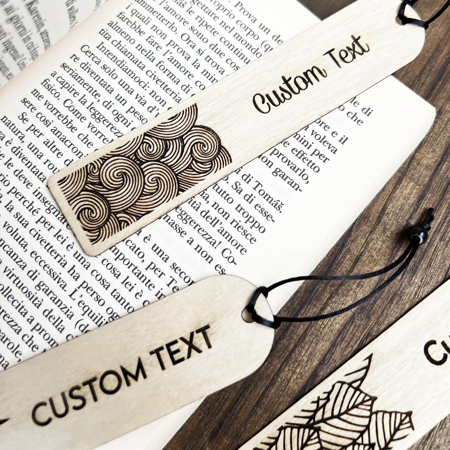 Segnalibri in legno inspirati ai 4 elementi: Fuoco, Aria, Terra, Acqua – Personalizzabili – Fatti in legno sottile - Idea regalo per lettori