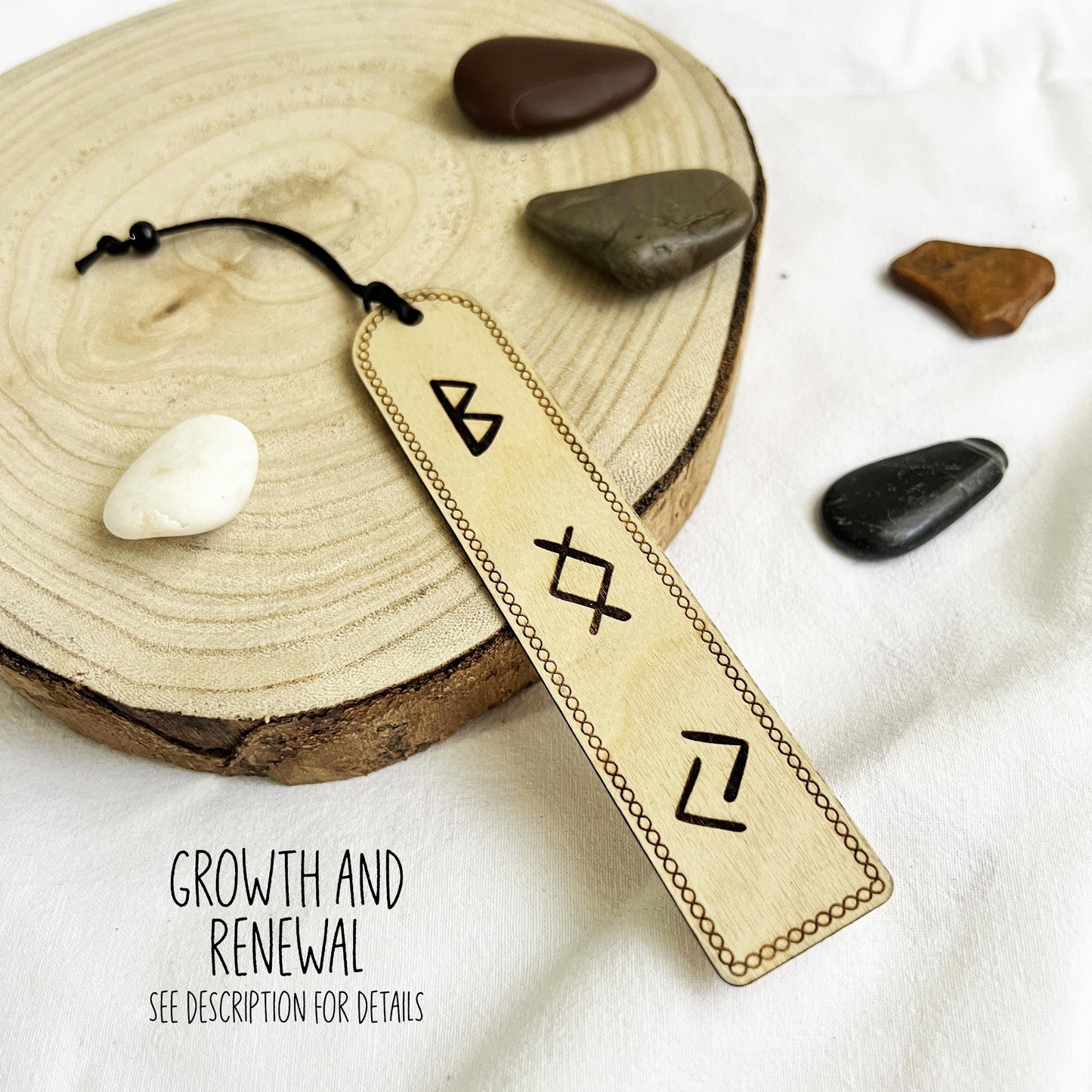 Set di segnalibri con rune vichinghe – 4 segnalibri in legno con simboli norreni – Forza, Protezione, Rinnovamento, Intuizione Spirituale