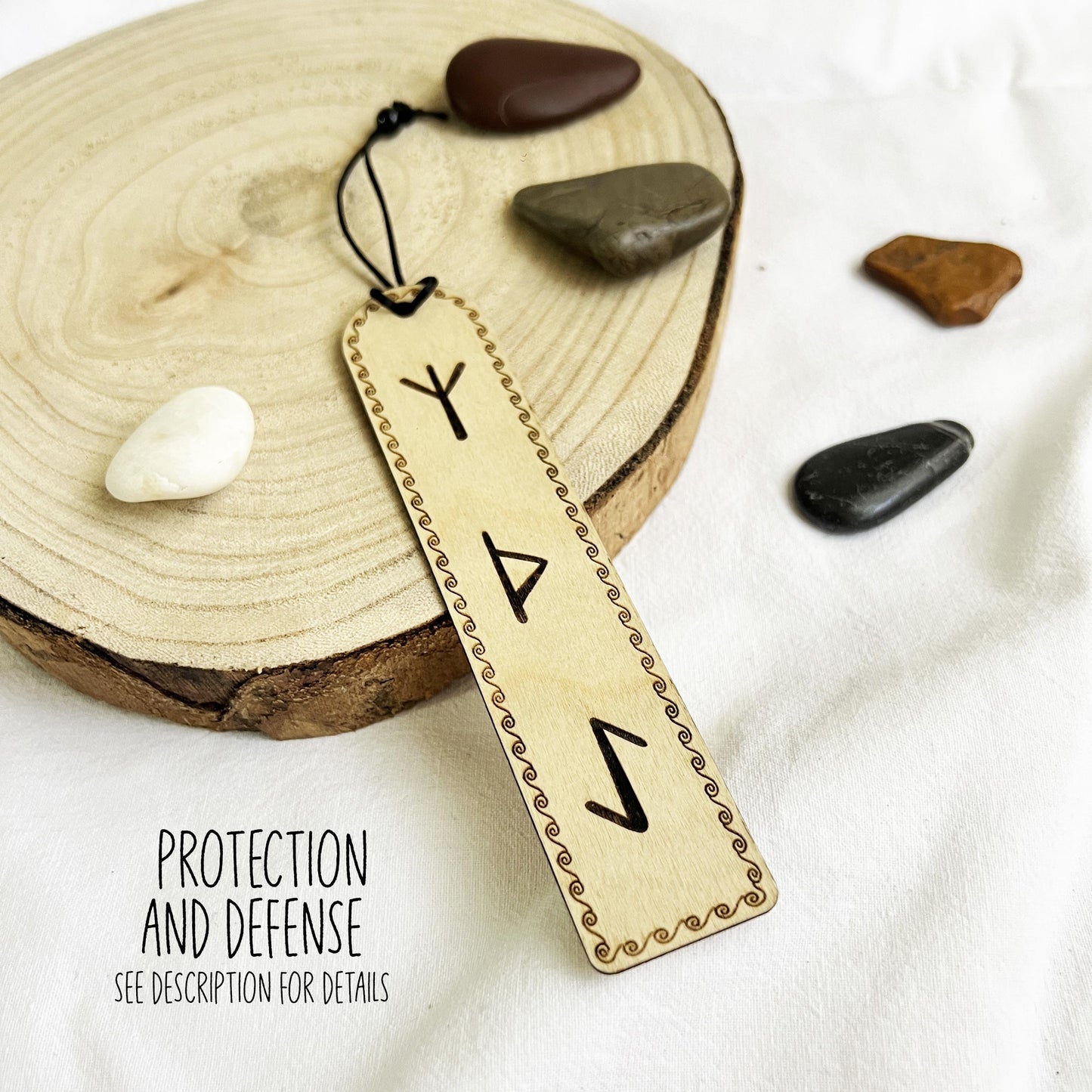 Set di segnalibri con rune vichinghe – 4 segnalibri in legno con simboli norreni – Forza, Protezione, Rinnovamento, Intuizione Spirituale