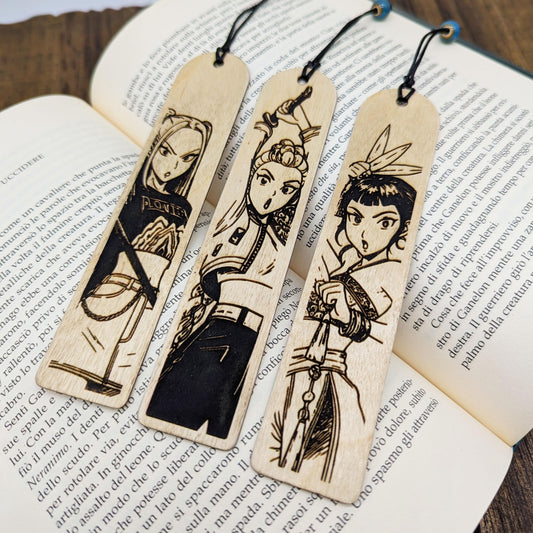 Set 3 segnalibri in legno KPOP Demon Hunters – Rumi, Zoey e Mira – Regalo perfetto per lettori e collezionisti che amano le Huntrix