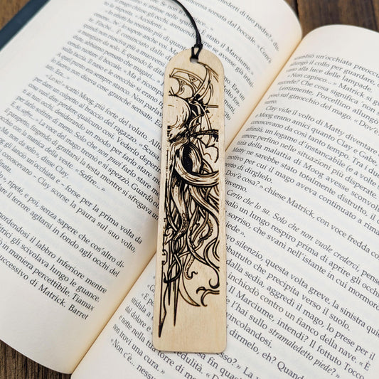 Segnalibro in legno raffigurante il Grande Antico Cthulhu – Regalo per lettori fantasy, horror, giocatori di ruolo e fan di H.P. Lovecraft