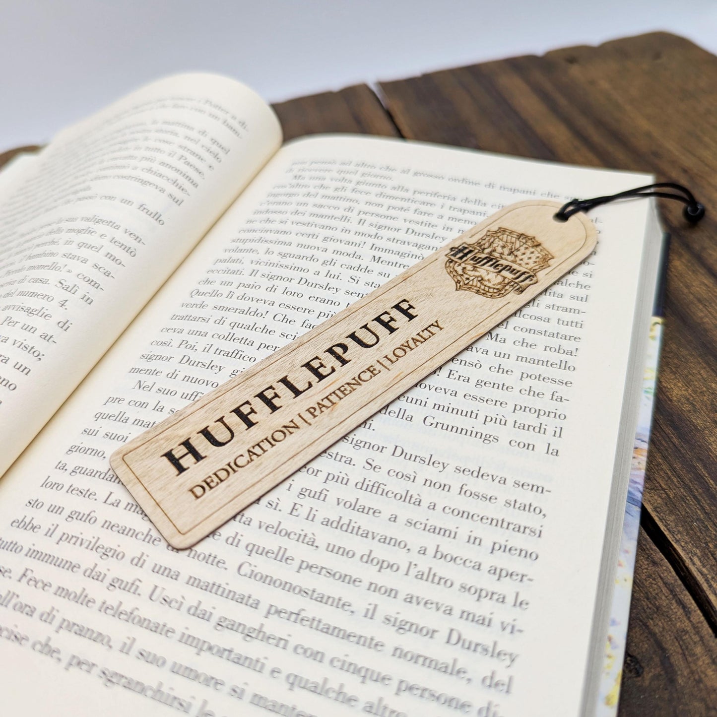 Set segnalibri Case Harry Potter, stemmi Hogwarts in legno