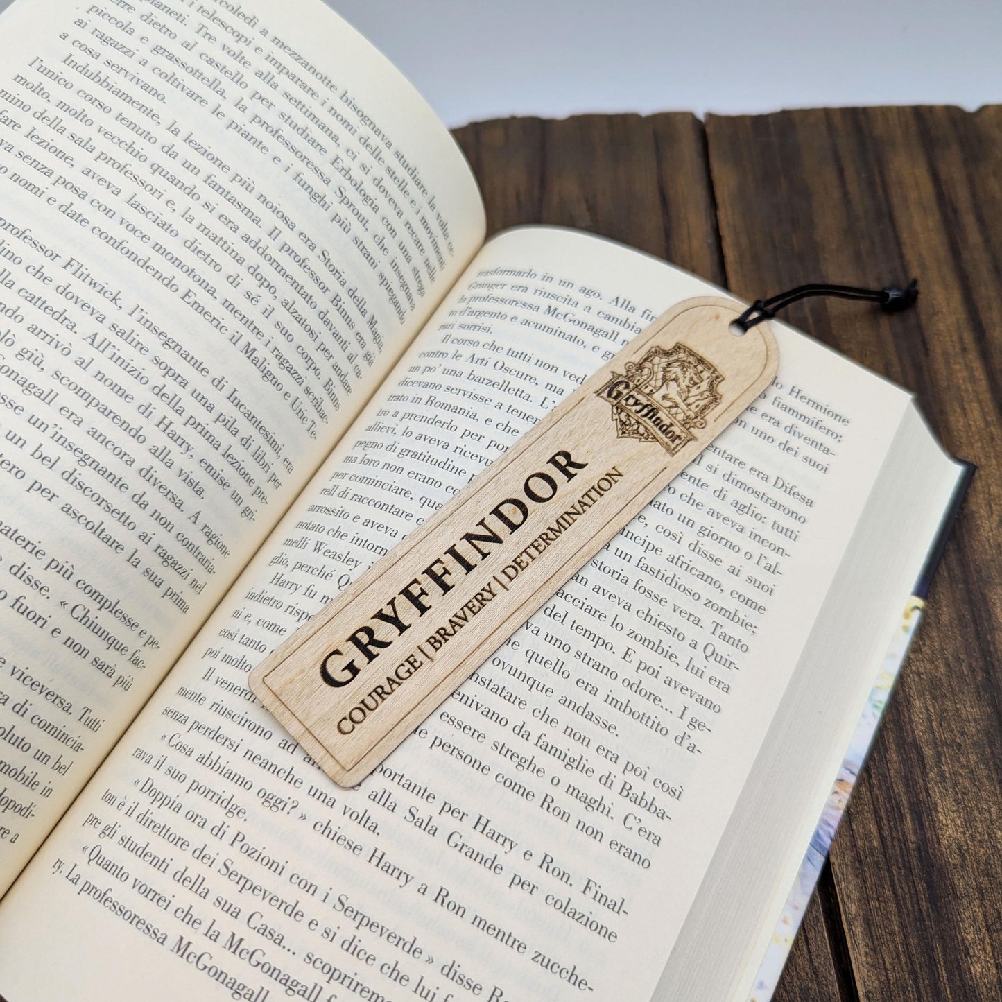 Set segnalibri Case Harry Potter, stemmi Hogwarts in legno